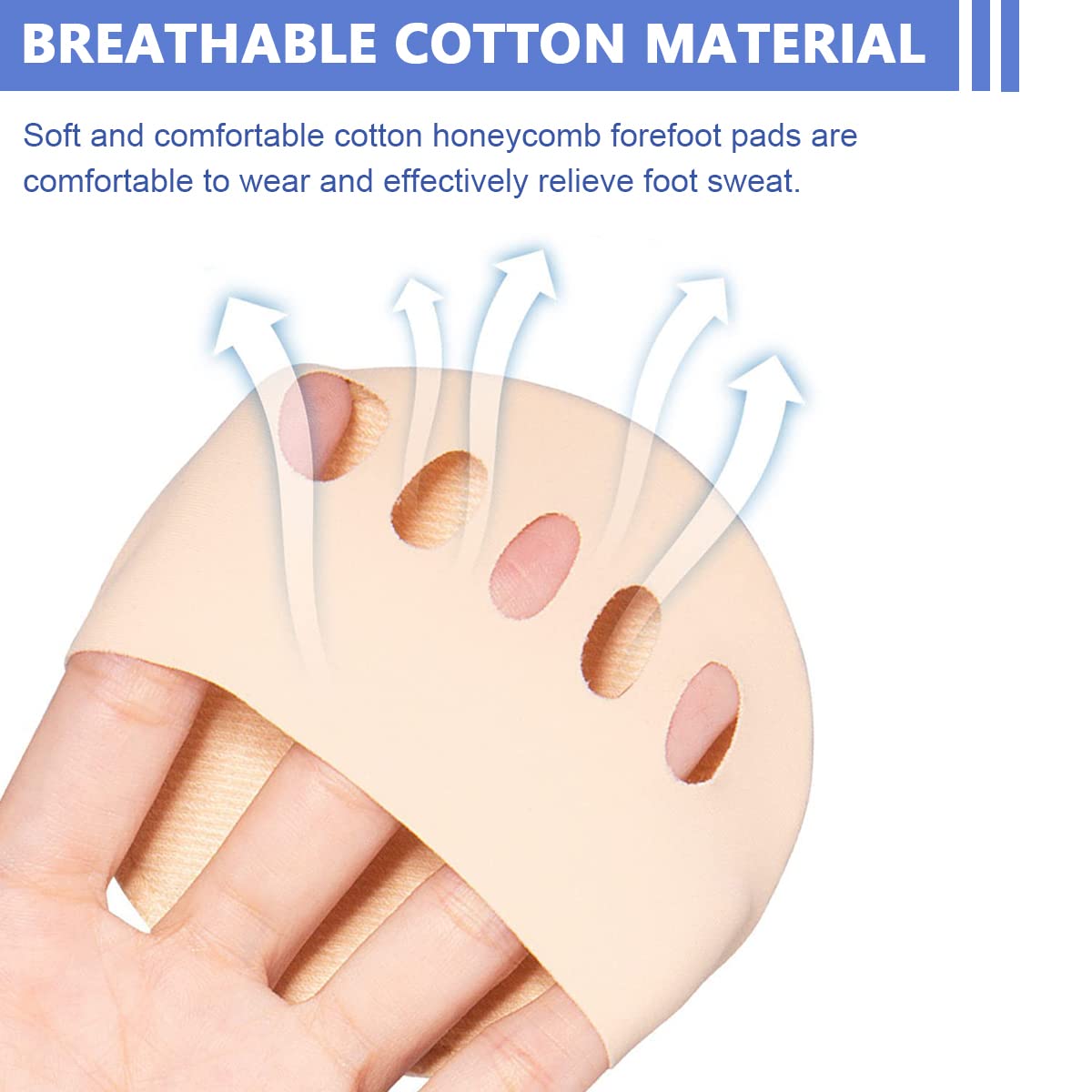 HASTHIP 4 Pairs Forefoot Pads Honeycomb Fabric Ball of Foot Cushion Metatarsal Pads for Women, Reusable High Heels Invisible Socks, Comfortable Non-Slip Toe Sleeves for Relieving Foot Fatigue HASTHIP 4 Pairs Forefoot Pads Honeycomb Fabric Ball of Foot Cushion Metatarsal Pads for Women, Reusable High Heels Invisible Socks, Comfortable Non-Slip Toe Sleeves for Relieving Foot Fatigue